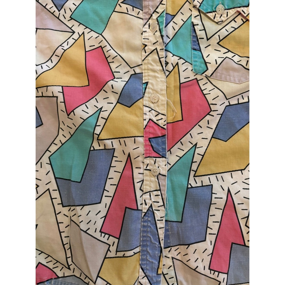 Union Bay Vintage %100 Cotton Abstract Print Short Sleeve Button Up Shirt M - Picture 4 of 8